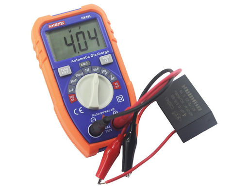 Industrial Components Honeytek HK39L Capacitor Tester With LCD Backlight Safety Jacket And 1999 Display Battery Powered