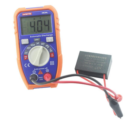 Industrial Components Honeytek HK39L Capacitor Tester With LCD Backlight Safety Jacket And 1999 Display Battery Powered