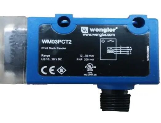 Wenglor - WM03PCT2 Đảm biến dấu ấn in, phạm vi 12-18mm, PNP NO NC, M12 CONNECTOR, Đèn trắng, 1.5x2.5 SPOT, 10-30VDC