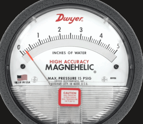 Dwyer Series-2000 Magnehelic Differential Pressure Gauge with 4 in Dial Dia and 1/8 in Process Connection for 0-30Pa Range