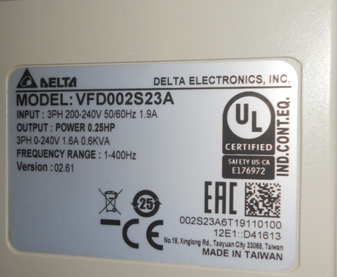 Delta VFD007S23A VFD-S Series Drive，3PH 200-240V 50/60Hz